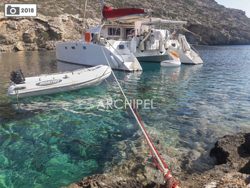 Lovely lunch spot in a paradise cove in the Cyclades islands.